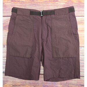 REI Co-Op Mens Burgundy Nylon Hiking Shorts Size 34 With Adjustable Belt